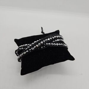 black and silver sparkly beaded wrap bracelet
